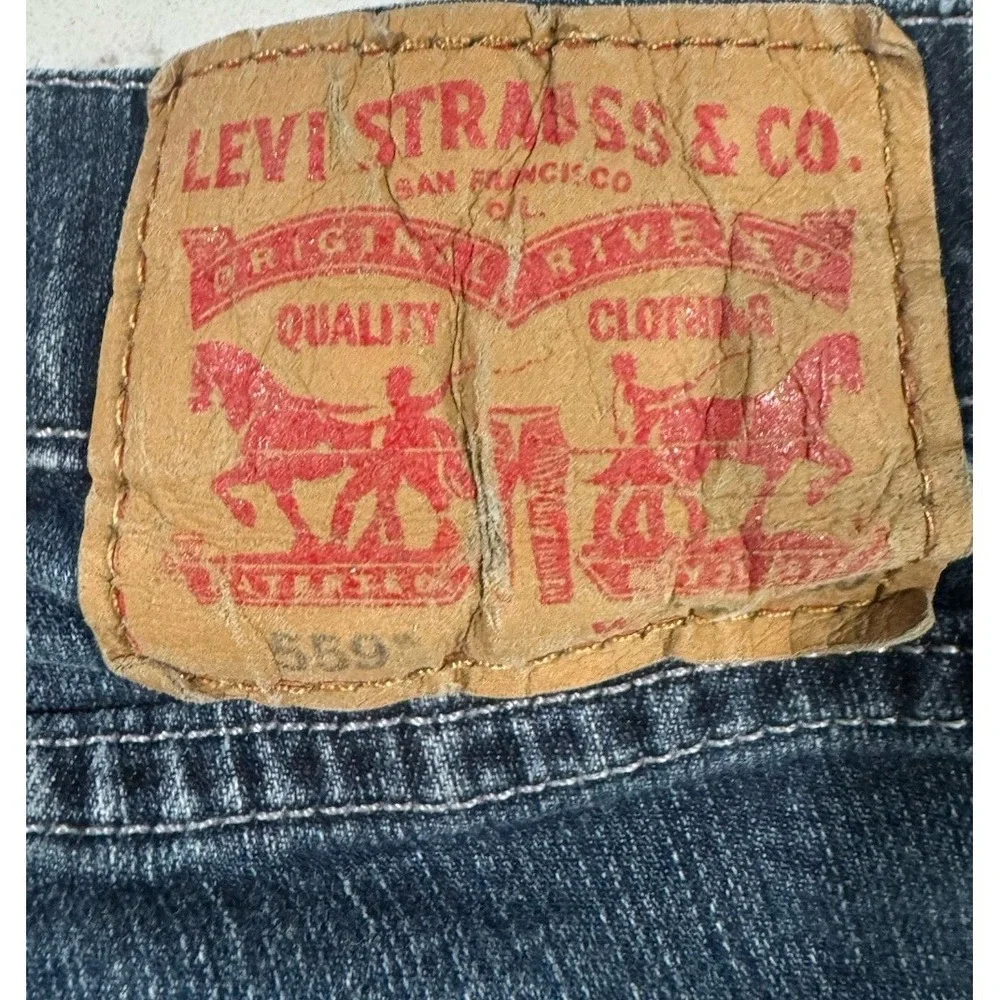 Levi's 559 Jeans Mens 38x30 Blue Dark Wash Relaxed Fit Straight Leg Cotton Denim